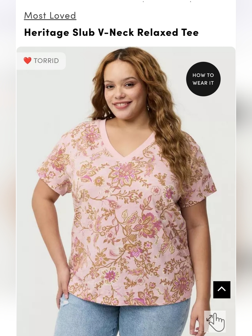 torrid Pink Floral V-Neck Short Sleeve Tee
